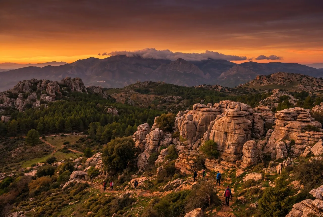 Grüne Berglandschaft im Hinterland der Costa del Sol